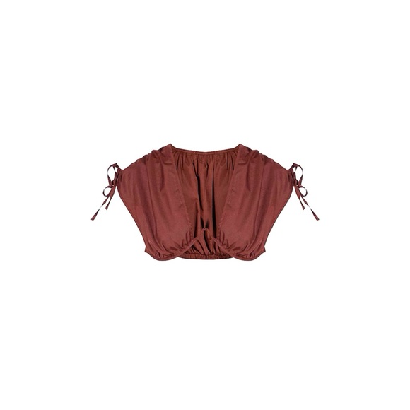 Brown Ruched Crop Top - Picture 5 of 5